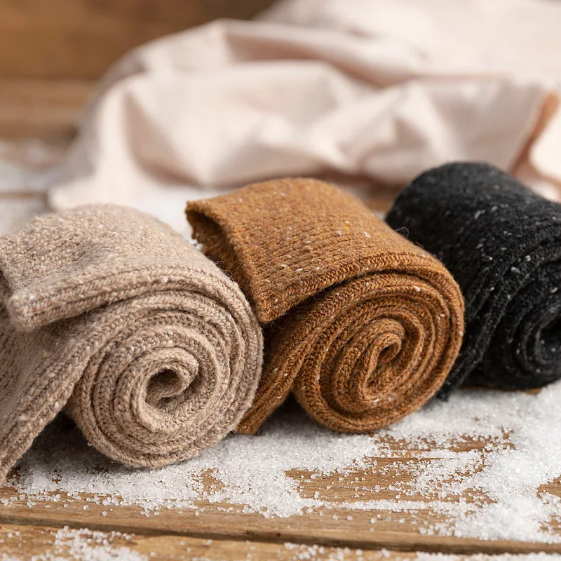 

2020 Winter Thicken Warm Cashmere Wool Woman Socks College Style Solid Japanese Kawaii Cute Long Socks for Christmas Women Gifts