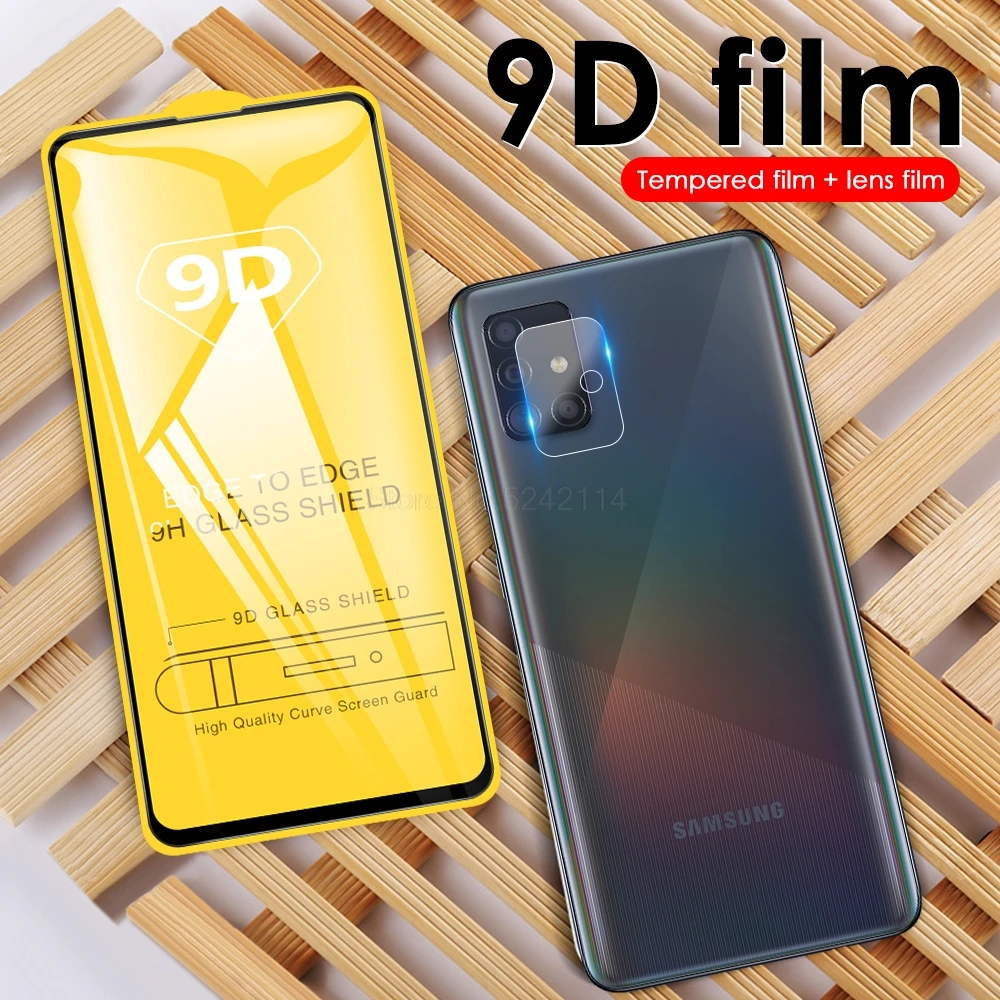2в1 Закаленное стекло протектор для Samsung Galaxy A51 A71 9D закаленное крышка объектива HD