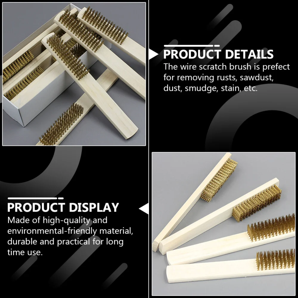 

6pcs Premium Polishing Copper Brushes Polishing Brushes Wood Handle Brushes