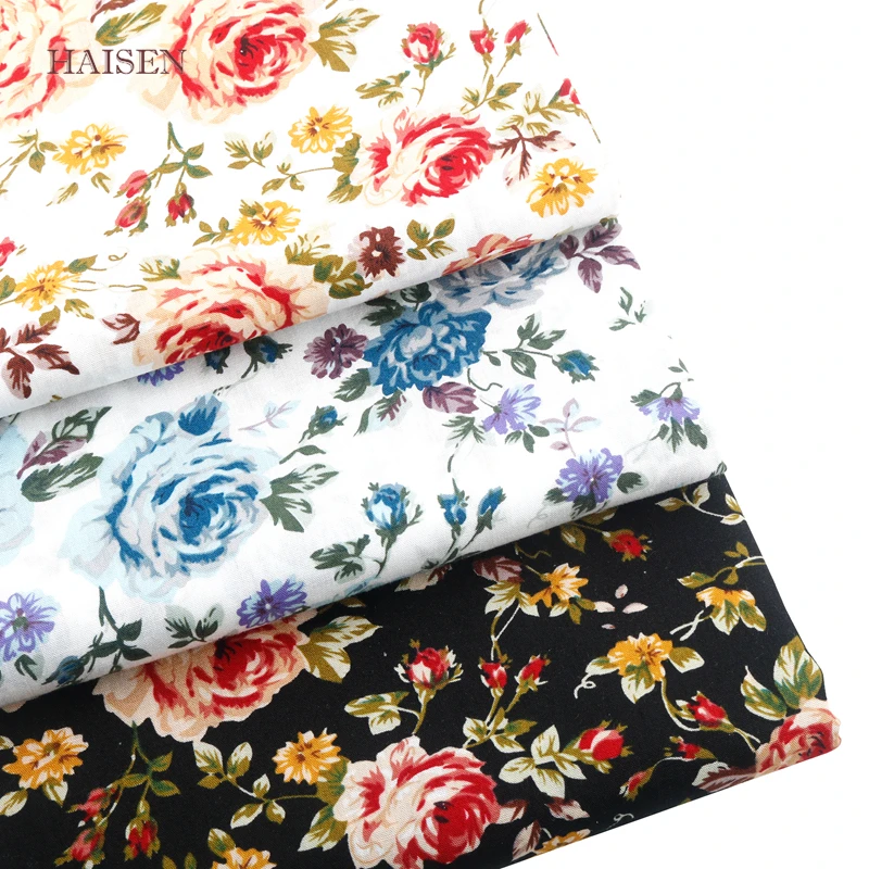 Простая хлопчатобумажная ткань Haisen в стиле розы с принтом сделай сам квилтинг и