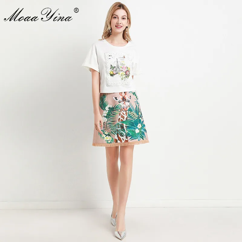 Модный дизайнерский комплект moaayina весна-лето женская футболка с коротким