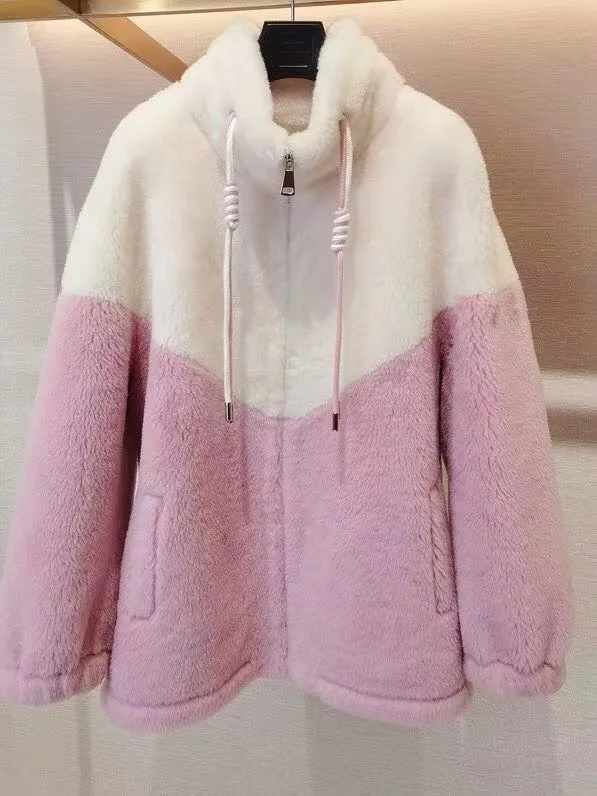 Winter New Designer Women's High Quality Wool Fur Leather Stand Collar Coat C811