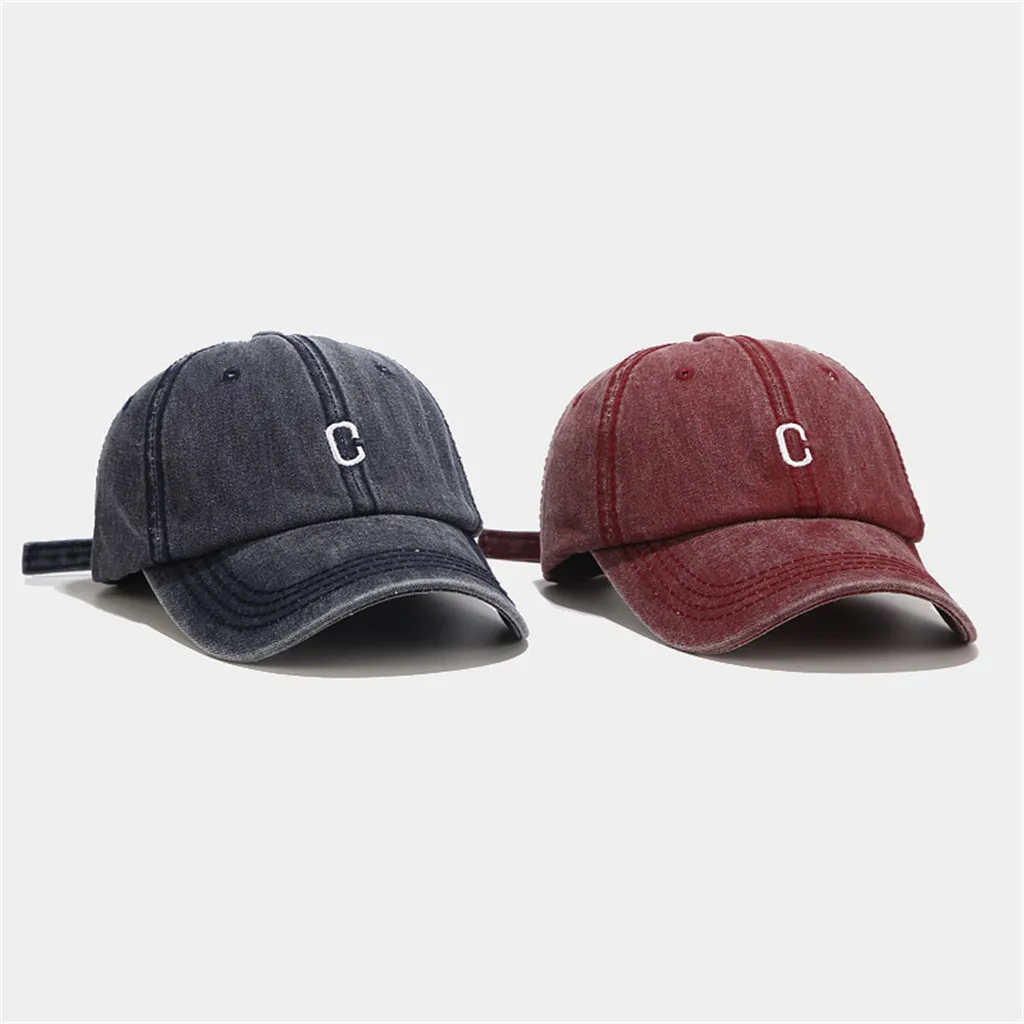

New Fashion Unisex Snapback Sun Hat C Letter Embroidery Cotton White Baseball Caps Women Men Solid Color Dad Hats