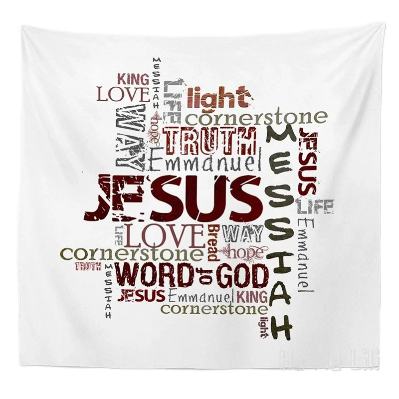 

Christian Words White Worship Church Love Wall Hanging By Ho Me Lili Tapestry Psychedelic Decorations Bedroom Living Room Dorm