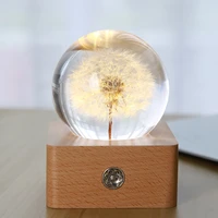 best seller tanabata valentines day dandelion touch night light crystal ball resin crafts creative valentines day gifts
