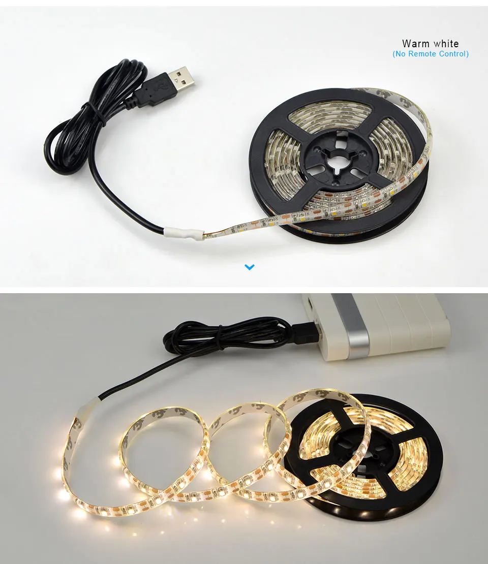 С источником питания от USB 5 В, Светодиодные ленты RGB ТВ подсветка неоновая лампа 50 см 1 м 2 м 3 м 4 м 5 м лампа лента с блок с пультом дистанционного управления для Светодиодный Диодная лента освещения