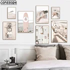 Пляжная доска для серфинга, холст, Художественная печать, прибрежный городской пейзаж, настенный плакат, морская звезда, принт, скандинавские плакаты и принты, декор для гостиной