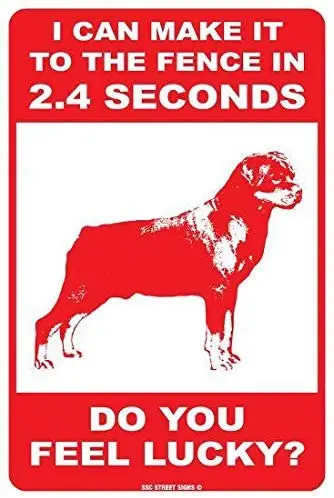

Wall Decor Tin Sign Bar Metal Signs 8x12 Plaques Poster Unique I can Make it to The Fence (Rottweiler) Pub Wine Cellar Retro