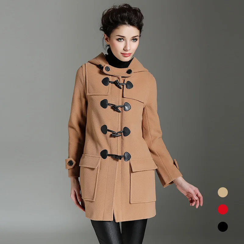 BURDULLY Women Autumn Winter Warm Wool Cashmere Coats Jackets Long Poncho Coats High Quality Quilt Long Coat Manteau Femme