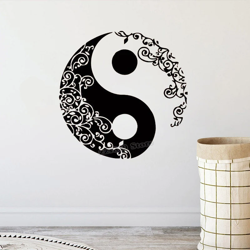 Mandala de pared etiqueta Yin Yang Yoga bohemio de vinilo etiqueta de la pared de Yoga estudio decoración dormitorio Bohemia decoración Mural B990