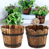 wooden barrel primaries flower pot home decoration retro wooden bucket planter