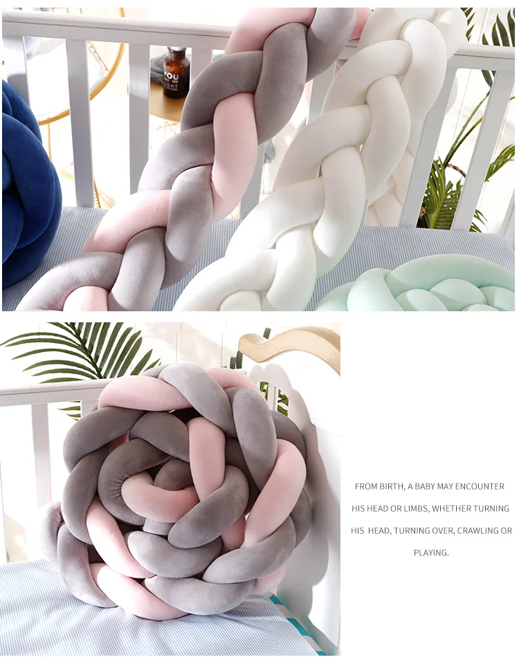 Нордическая длинная подушка с узелком из хлопка для дивана детский бампер защита