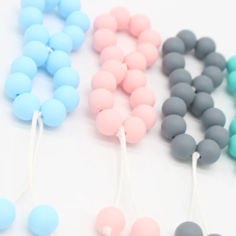 Clips de silicona para dentici&oacute;n de beb&eacute;, cadena de chupete artesanal sin BPA con soporte de cuentas de silicona, juguetes de dentici&oacute;n para alimentaci&oacute;n infantil-5