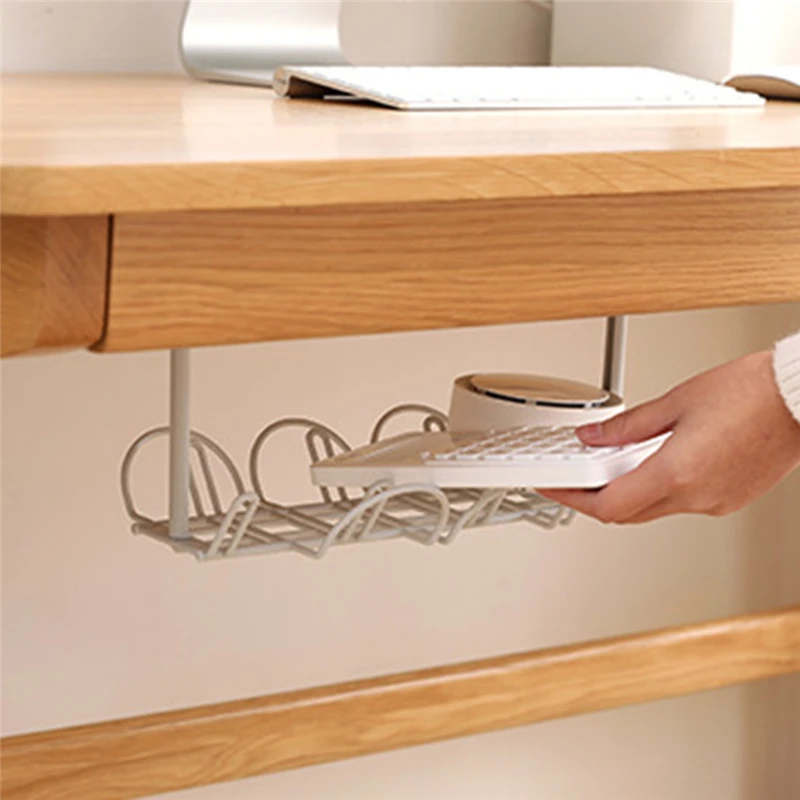 

Under-Table Storage Rack Table Bottom Power Socket Holder Hanging Rack Line Finishing Desk For Kitchen Home Office Suction Wall