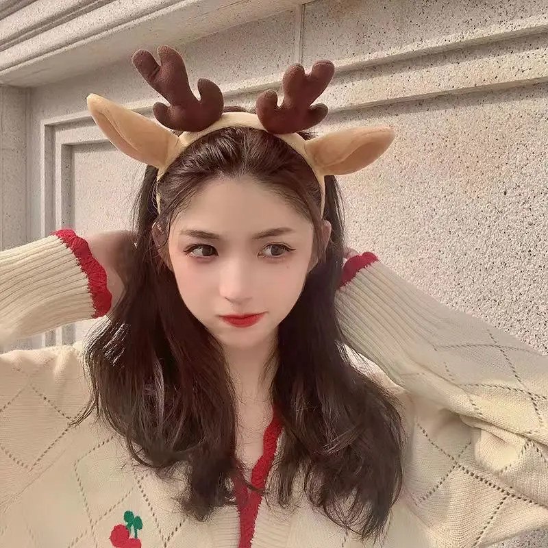 

New Year's Antlers Hair Band Female Net Celebrity Holiday Out Funny Headband Students Wash Their Faces Hairpins Hair Accessories