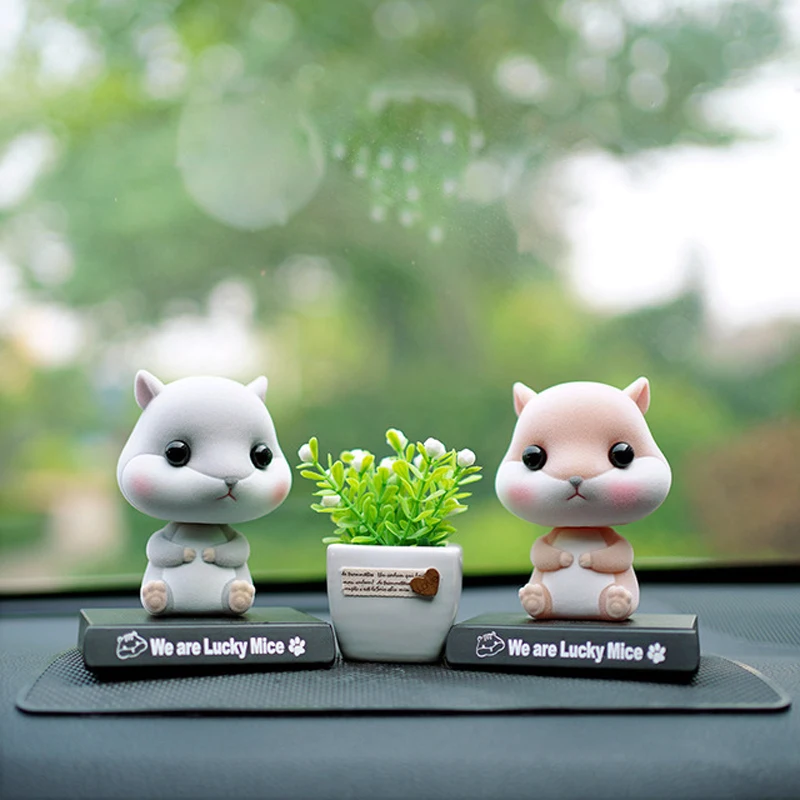Флокирующий хомяк встряхивающая головка кукла мышка аксессуары для автомобиля