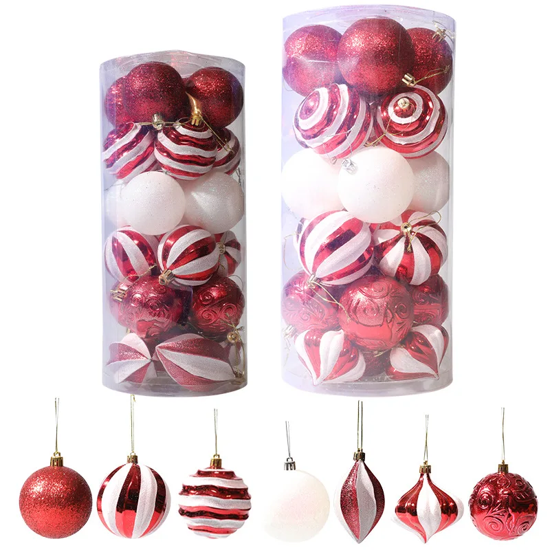

Christmas Ball Red and White Special-shaped Ball Plastic Chrismas Tree Hanging Decoration Props Home Furnishing Props 25 8cm