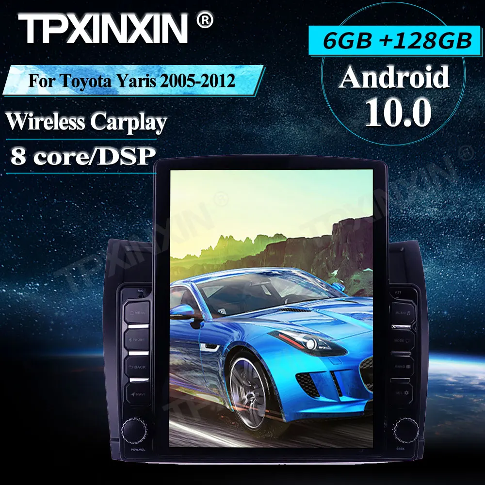저렴한 Toyota Yaris 2005-2012 용 라디오 무선 카플레이 6G + 128G 안드로이드 10.0 GPS 차량용 멀티미디어 플레이어, 헤드 유닛 오디오 라디오 네비게이션