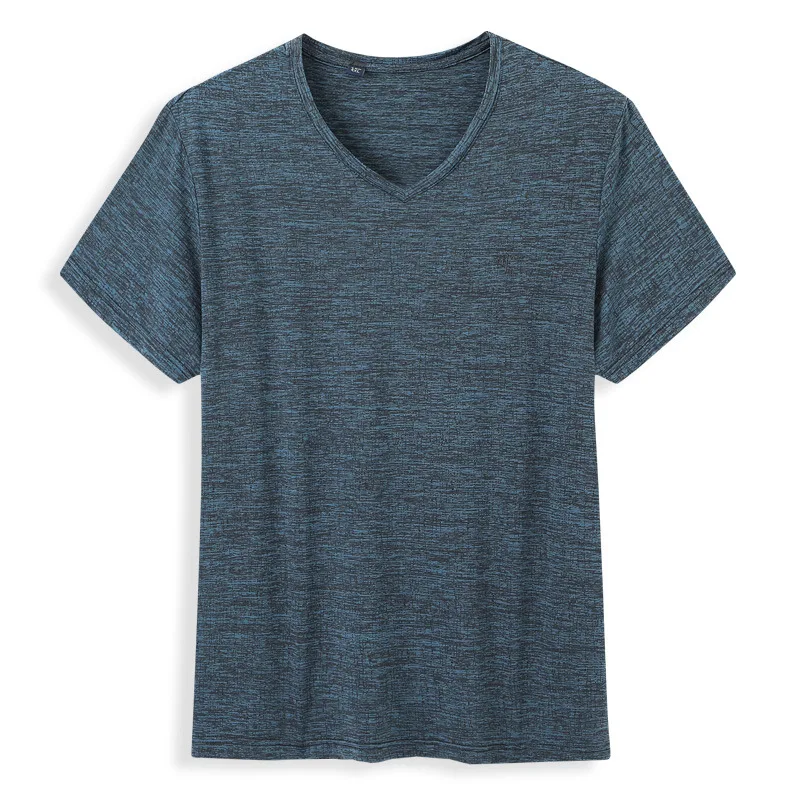 

Summer 2021 new men's fattening plus size fashion casual V-neck quick drying short sleeve T-shirt