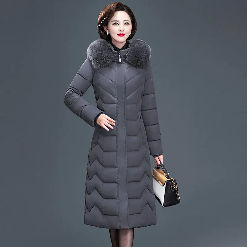 Х-длинное тонкое меховое пальто с капюшоном зимний пуховик Толстая Теплая