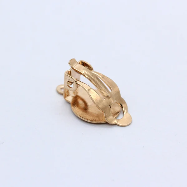 KC gold Позолоченные, посеребренные, металлические серьги на зажиме, 10 мм, клеевые подушечки, базовая Камея, кабошон, принадлежности для ювелирных изделий, сделай сам - Цвет: KC gold