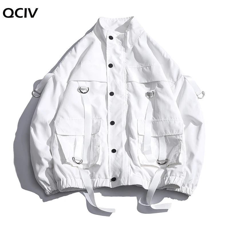 

Streetwear Hip Hop Military Jacket Men Spring Solid Bomber Jacket Coat Men Ribbons Windbreaker Casual Cargo Workout Coat