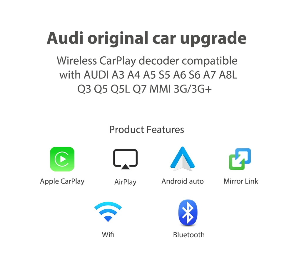 Беспроводной Apple Carplay Android авто интерфейс коробка для AUDI Q5 экран обновление