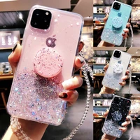 bling glitter case for iphone 12 pro max 11 pro max xs xr x xs max 6s 6 7 8 plus slim case with stand holder phone cases cover
