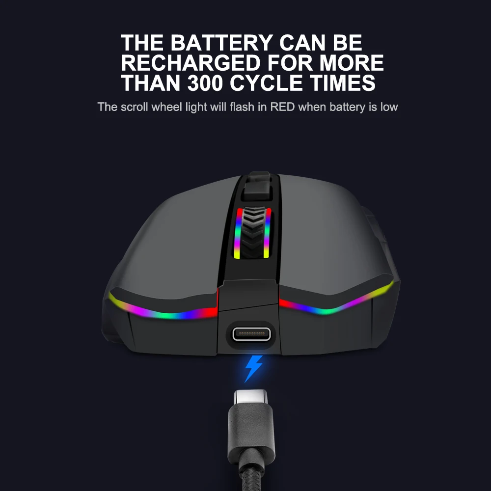 Redragon Griffin M602 KS RGB USB Беспроводная игровая мышь 2 4G 8000 точек/дюйм программируемая для