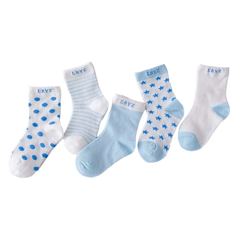 Летние трикотажные дышащие сетчатые тонкие носки для девочек 5 парт/Лот