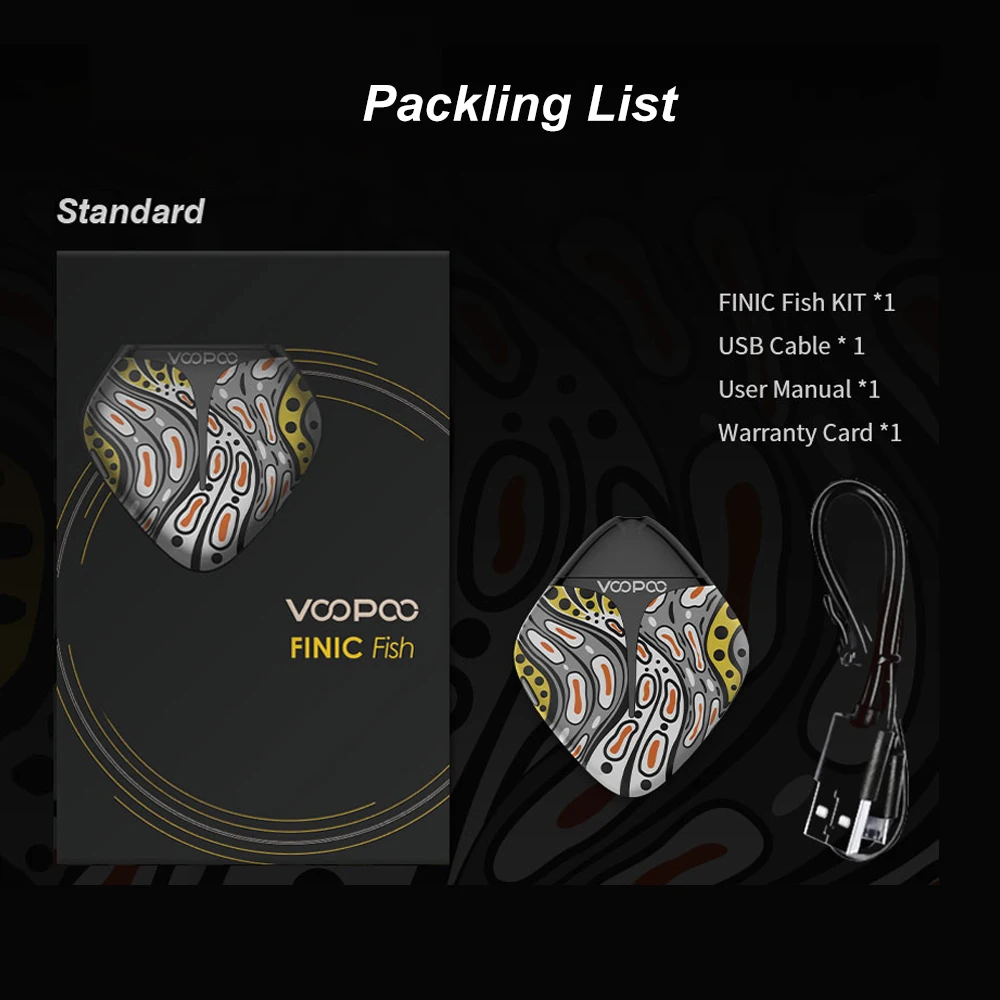 VOOPOO Finic Fish Pod System Vape Kit картридж для вейпа 1 7 мл аккумулятор 350 мАч электронная