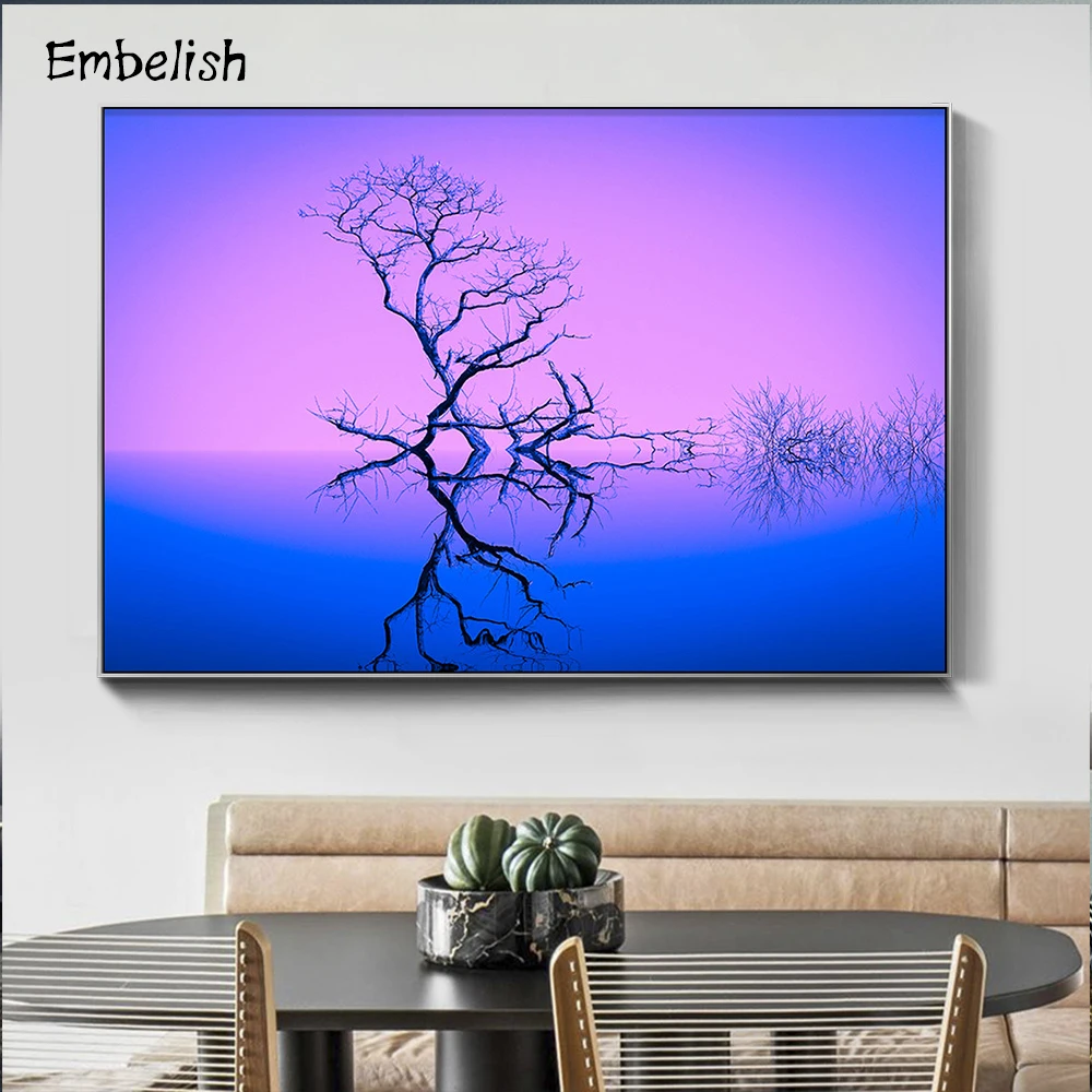 

Embelish 1 Pieces New Arrival Abstract Tree In The Lake Landscape HD Print Canvas Painting Modern Home Decor Wall Picture Poster