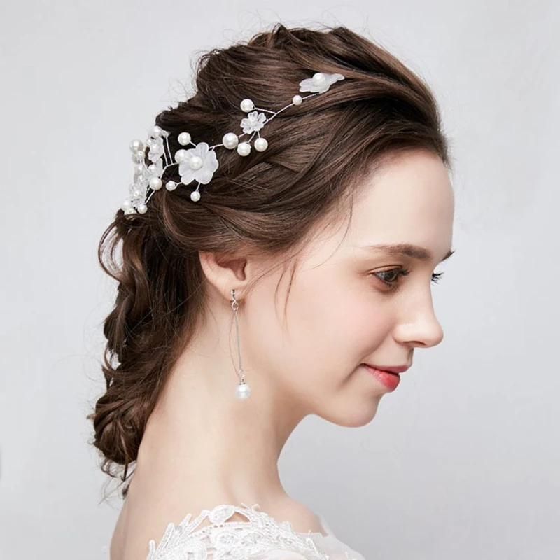 

Повязка на голову женская с жемчугом, модный аксессуар для волос с кристаллами, ручной работы, свадебный головной убор, тиара