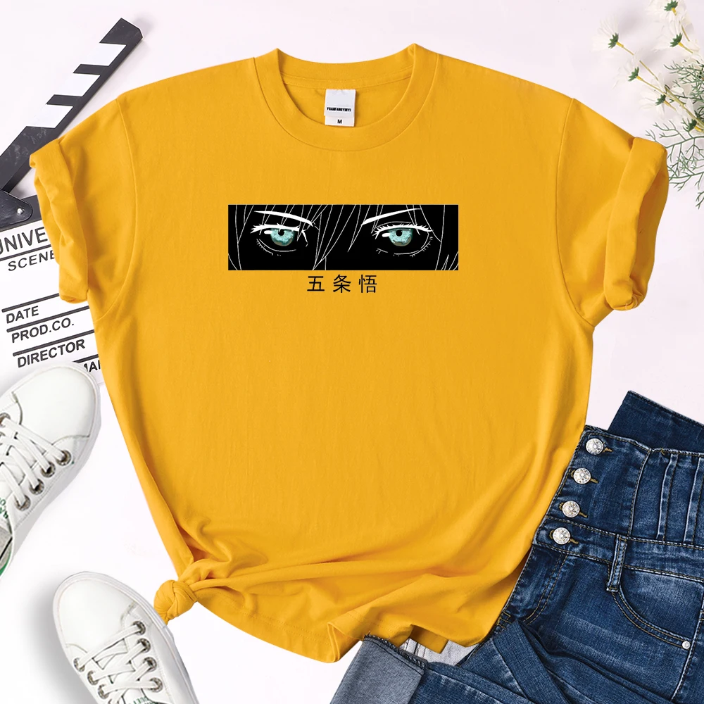 

Anime Jujutsu Kaisen Gojo Satoru Print Tees Women Oversize Loose Round Neck Tops Female Comfortable Skin-Friendly Soft Slim Tees