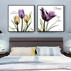 Сине-фиолетовый Тюльпан растение Холст плакат цветок современный минимализм стена искусство живопись художественная картина Картина маслом гостиная домашний декор