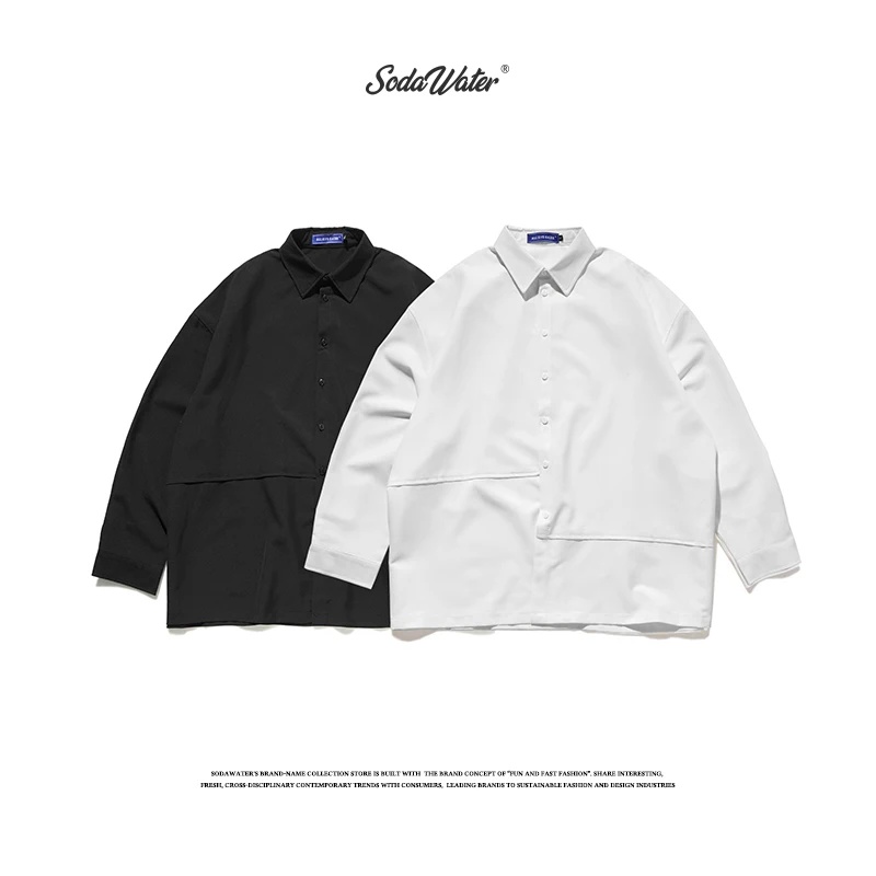 Sodaводяная Мужская однотонная Повседневная рубашка мужская 2019 Япония стиль