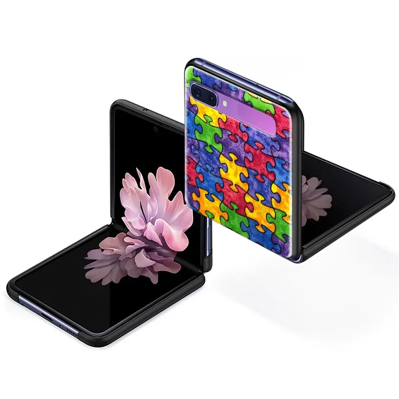 

Fashion Colorful Puzzle Hard Anti Fall Case for Samsung Galaxy Z Flip Z Flip 5G Clear Dustproof Fundas Bags Phone Coque