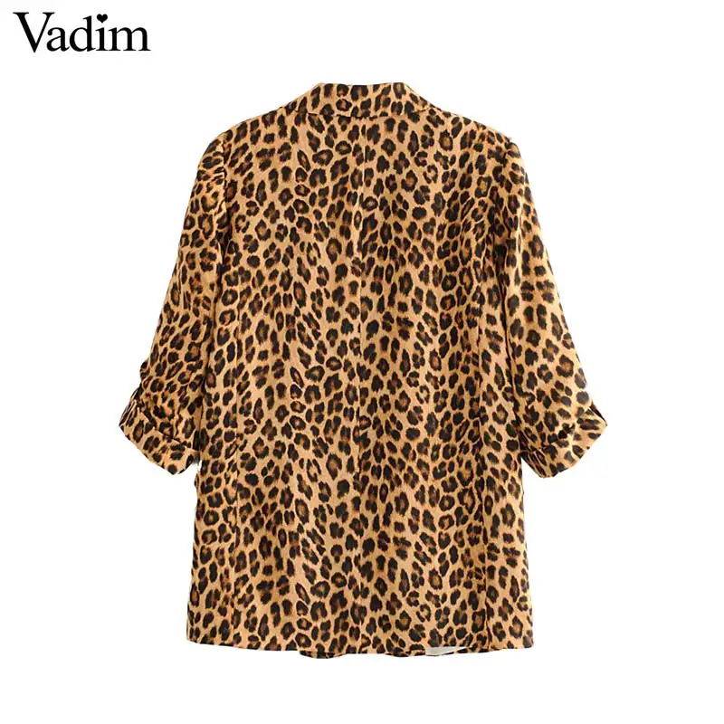 Женский блейзер с леопардовым принтом Vadim стильный офисный пиджак рукавами три