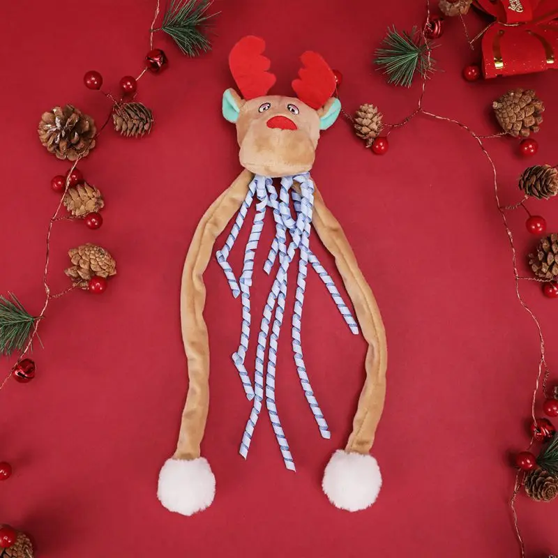 

Pet Toys Bite Resistant Chew Molar Plush Toys Rat Reindeer Shaped Cute Toy Interactive Playthings Xmas Gift For Dogs Cats