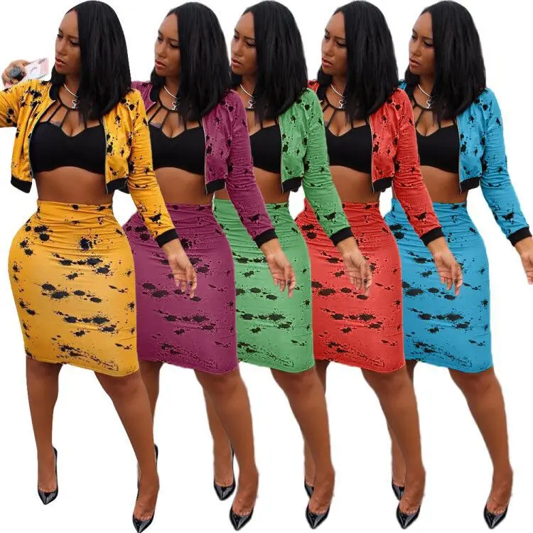 Joiekuno Modis Splash-ink Sleeve Bandage Mini Summer Dress Women bodycon Vestidos V neck Zipper 2piece Party Dresses ARM8025 | Женская
