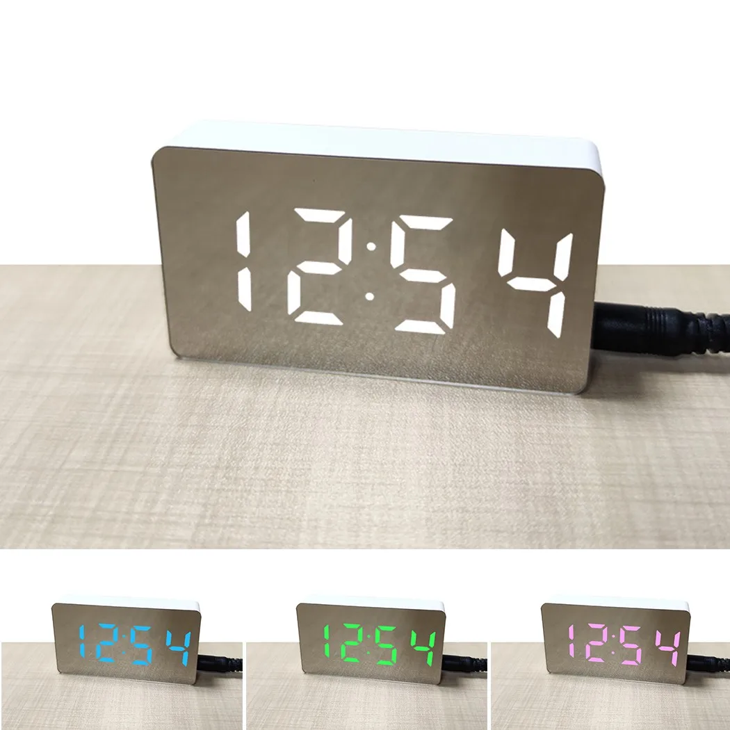 

Mini LED Mirror Digital Alarm Clock Night Light Portable Thermometer Display Mirror Lamp USB Charging Electronic Clock Home Deco