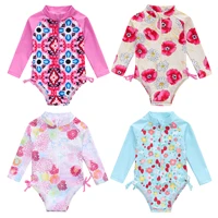 ircomll baby swimsuit 2021 new floral long sleeves little girl bikini baby kids swimwear for girls toddler childrens bathing su