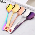 Детская столовая нержавеющая сталь для ложек ложка многоразовая пищевая десертная ложка Золотая небольшие ложечки детская столовая посуда инструменты