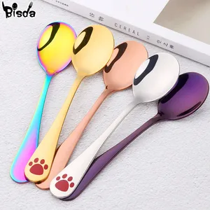 Детская столовая нержавеющая сталь для ложек ложка многоразовая пищевая десертная ложка Золотая небольшие ложечки детская столовая посуда инструменты