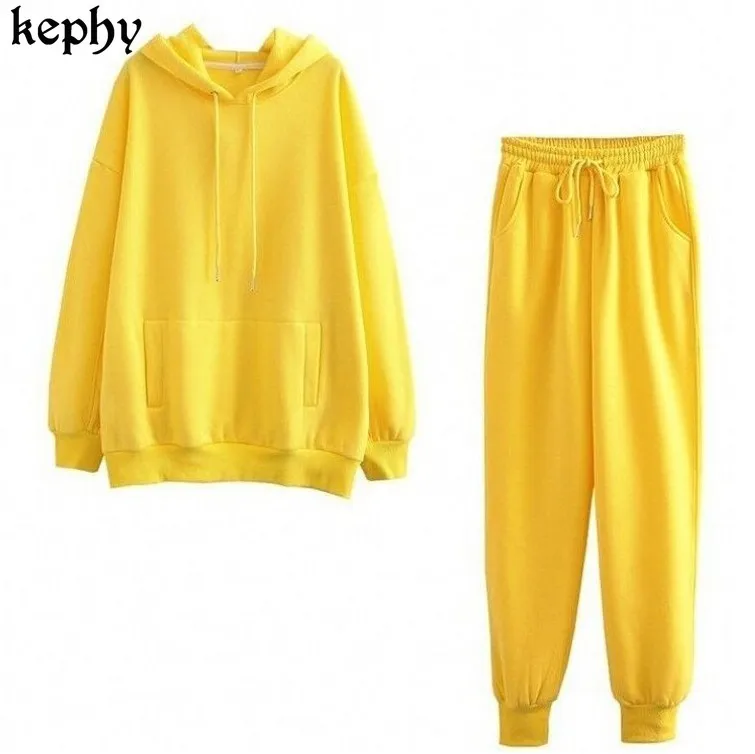 

womens tracksuits hooded sweatshirts 2021 autumn Spring sport oversize hoodies solid color jackets Unisex 2 piece set women