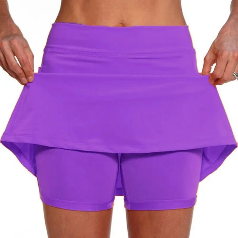 

WEPBEL Women's Fashion Solid Color Skort with Pockets Running Tennis Golf Gym Sports Workout Skirt Shorts