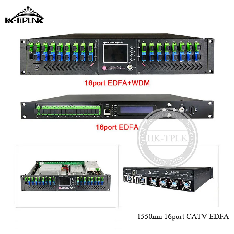 Новый усилитель оптического волокна CATV EDFA с WDM 1550nm 2U стойка 16 портов * 19dbm SC/APC SC/UOC