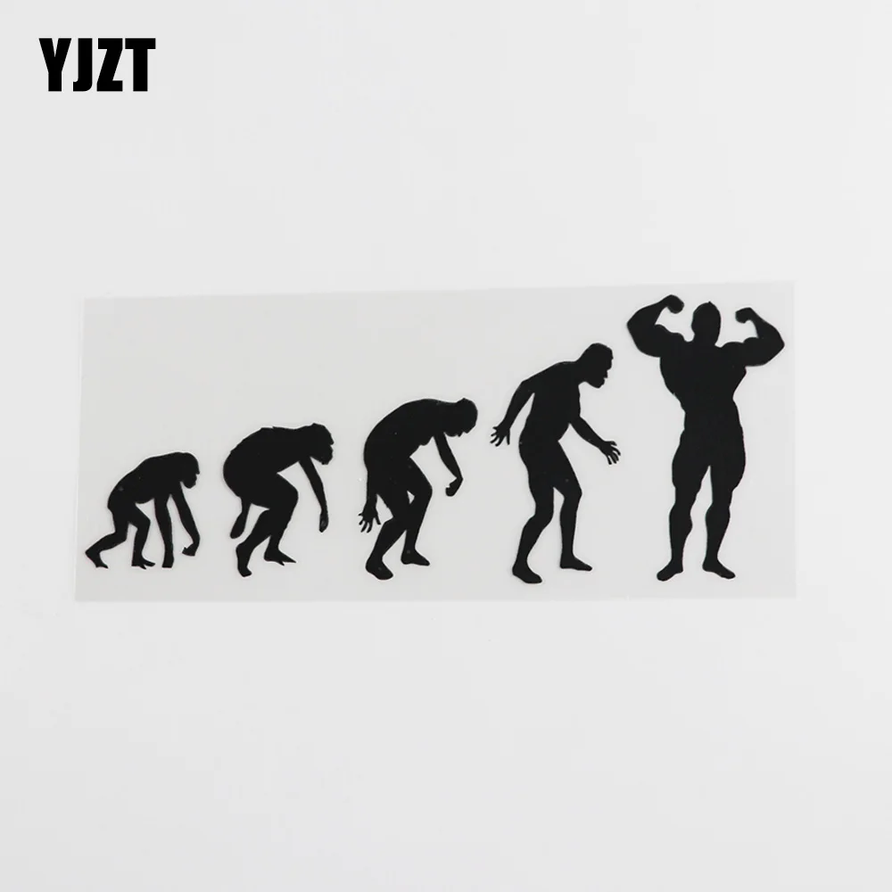 

YJZT 16.4CMX6.9CM Evolution Of Man Gym Bodybuilding Body Vinyl Car Sticker Black/Silver 8A-0405