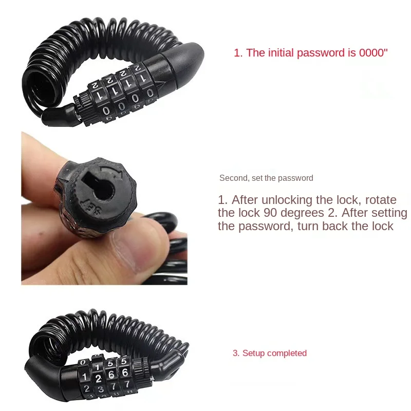 

Code Password Bike Combination Lock Bike Cable Lock Tough Security Coded Steel Wiring Bicycle Safety Lock