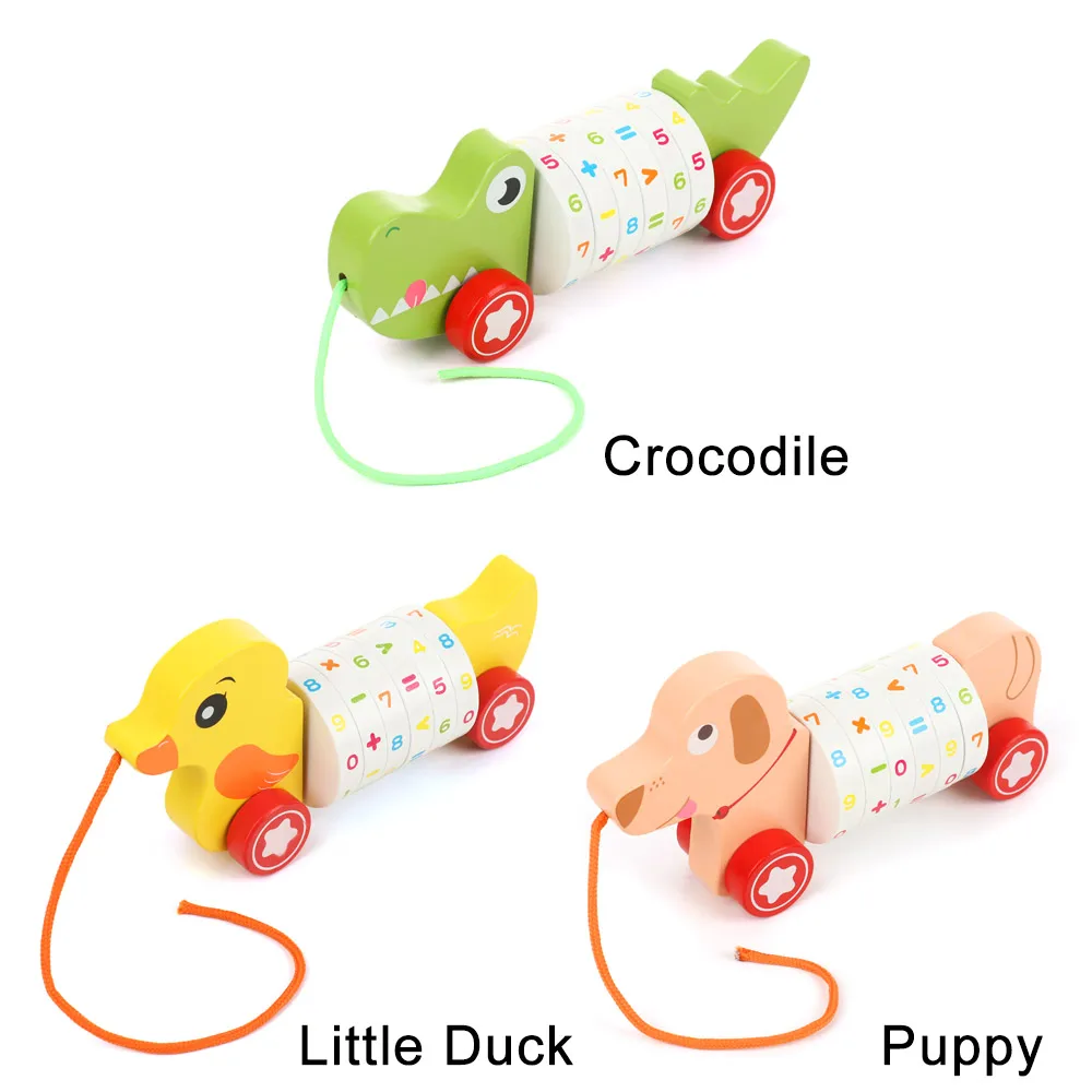 

Wooden Children's Animal Digital Early Teaching Step Drag Car Puzzle Game Mathematics Science And Education Tool